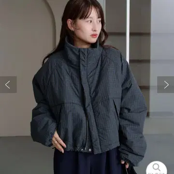 카스타네 체크 충전솜 리버서블 아우터 M 그린