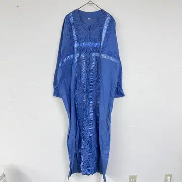 긴팔 원피스 [ XL ] 자수 파랑 블루 계열 캐주얼 가을/겨울