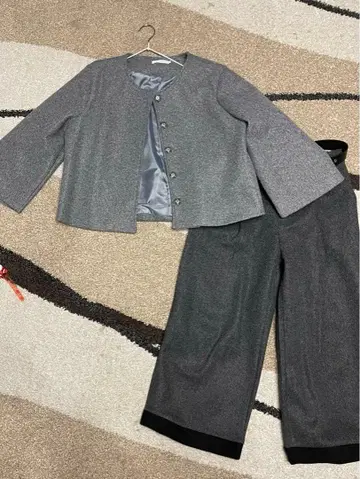 그레이 셋업 (자켓+와이드 팬츠)