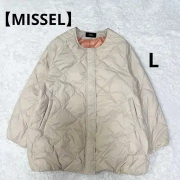 [ 미제르 ] 근년 다운 퀼팅 자켓 코트 노카라 L 베이지
