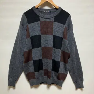 새상품급 잭브라운 스웨터 블록 체크 그레이 블랙