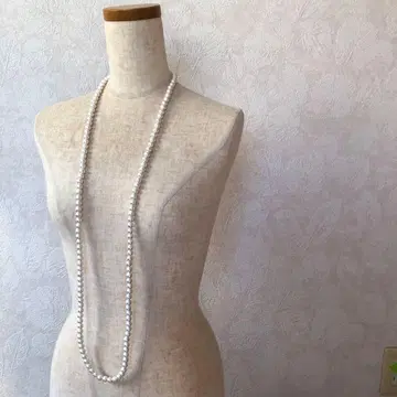 코튼 펄 롱 목걸이 8mm 파티 결혼식 새상품 미사용