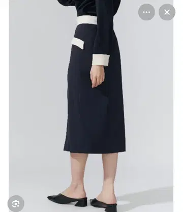 네이비 타이트 스커트 앞 지퍼