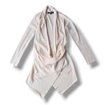 상하이탄 메리노울 드레이프 니트 원피스 가디건 XS 이탈리아제 화이트