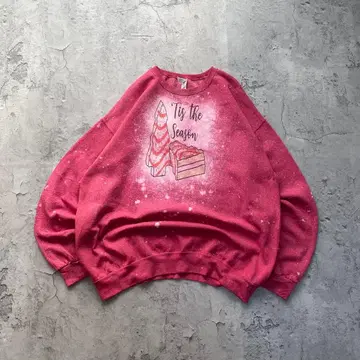 저지 USA 구제 의류 아트 프린트 맨투맨 트레이닝복 핑크 XL