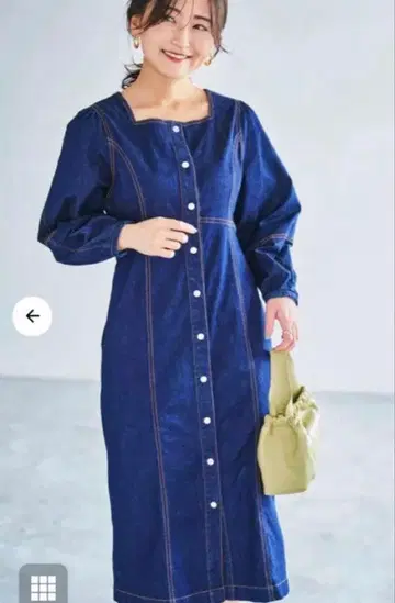 COHINA 프론트 버튼 I 라인 데님 원피스 regular