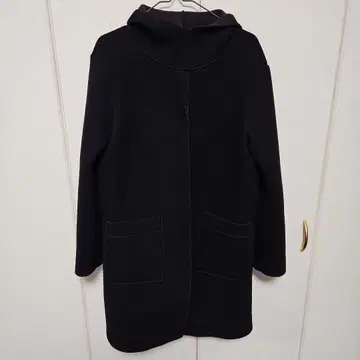 NOUQUE 후드 부착 롱 코트 블랙