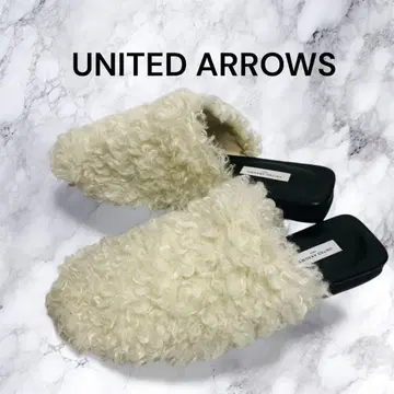 38 새상품급 UNITED ARROWS 애로우즈 인조 모피 슬립온 뮬