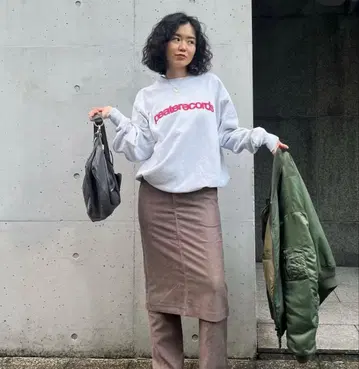 peaterecords 로고 맨투맨 그레이