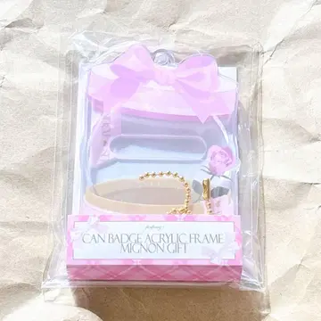 후쿠야 온라인 캔뱃지 아크릴 프레임 미뇽 기프트 핑크