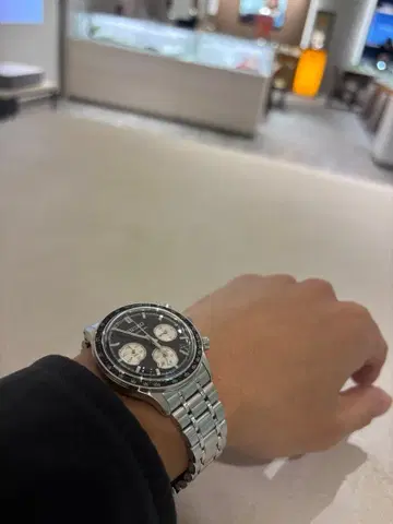 크로노그래프 자동 와인딩 손목시계 블랙