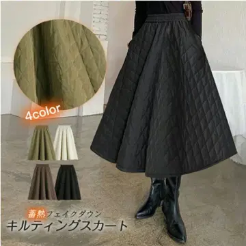퀼팅 플레어 스커트 M 사이즈 블랙