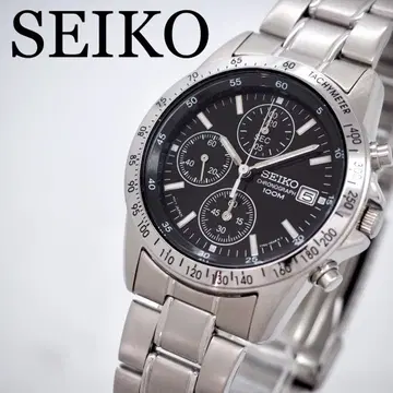 318 가동 [미사용] SEIKO 시계 크로노그래프 블랙 남성용 데이트
