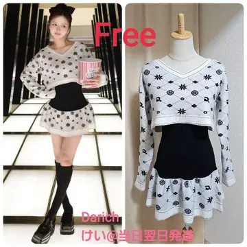 Darich 다리치 앙상블 스노우 로고 니트 미니 원피스 WHT 화이트