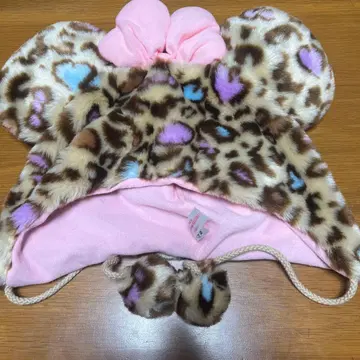 미니 마우스 팬캡 레오파드 무늬 핑크 디즈니