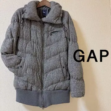 GAP 여성용 트위드 다운 자켓 밑단 리브 M 정도 짙은 그레이