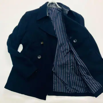 [ 레어 사이즈 ] 꼼사데모드 피코트 더블 스트라이프 소가죽 네이비