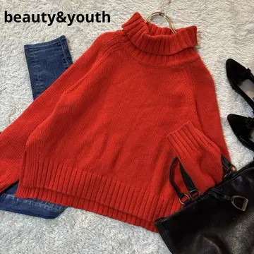 새상품급*BY 울 100 슬릿 터틀넥 니트 오렌지