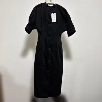 블랙 반팔 롱 원피스 포켓 M 사이즈