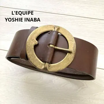 레킵 L'EQUIPE 요시에 이나바 천연 가죽 가죽 벨트 브라운 놋쇠