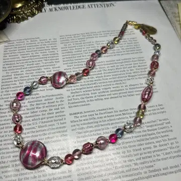 이탈리아제 베네치아 유리 목걸이 핑크 계열