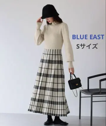 [ 새상품급 ] BLUEEAST 체크 자카드 니트 원피스