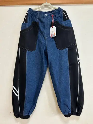 저지 MIX 파이핑 테이프 데님 팬츠 NAVY