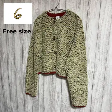 [ 새상품급 ] 6 ROKU 믹스 니트 가디건 숏 기장 프리 사이즈