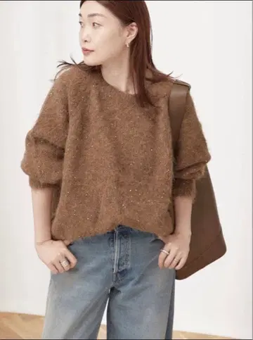 저널 스탠다드 레사쥬 알파카 믹스 스팽글 니트 브라운