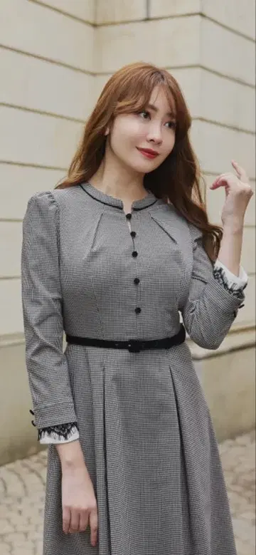 Classic Monochrome Check Midi Dress