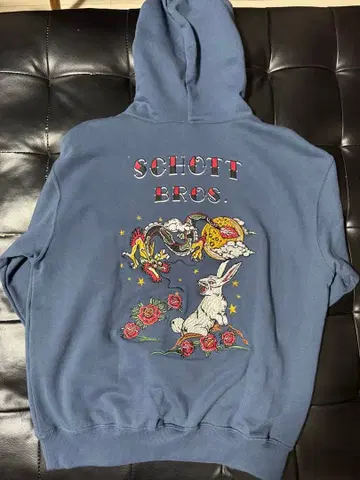 schott 샷 후드티 자수 네이비