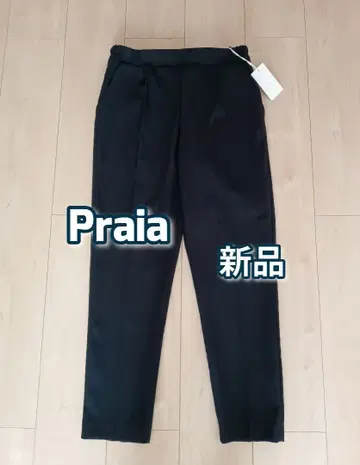 택 포함 새상품 Praia 테이퍼드 팬츠 센터 프레스 네이비 L 상당