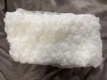 [ 미사용 새상품 택 포함 ] 화이트 장미 튤 헤코비 로즈 패턴