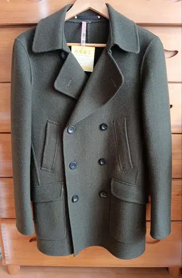 울 캐시미어 피코트 올리브 그린