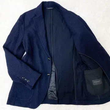 네이비 테일러드 자켓 더반 와플 니트 원단