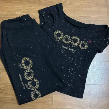 9090 girl OG 로고 글리터 상하의 세트 맨투맨