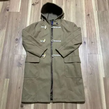 브라운 더플 코트 후드 부착