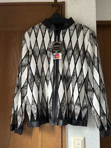 ARBORENTE 양가죽 다이아몬드 패턴 시스루 자켓