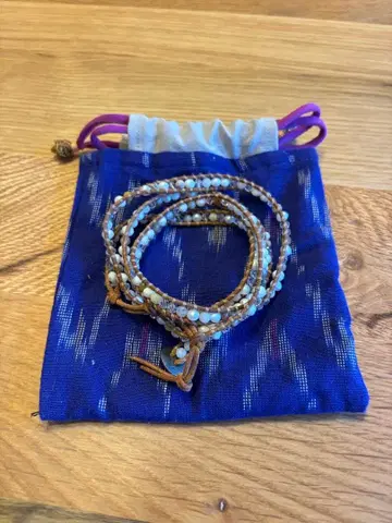 찬루 가죽 랩 팔찌 브라운 화이트