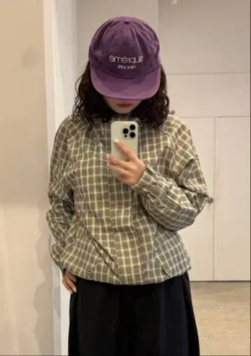 CRAMMY 나일론 체크 지퍼 자켓 M 남녀 공용