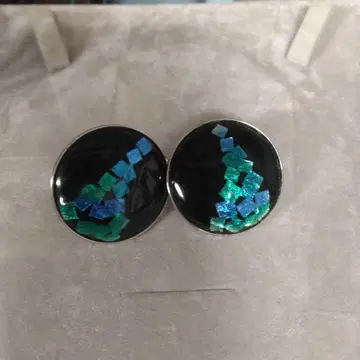 블랙 순은 칠보 귀찌