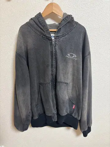 9090 데님 지퍼 후드티