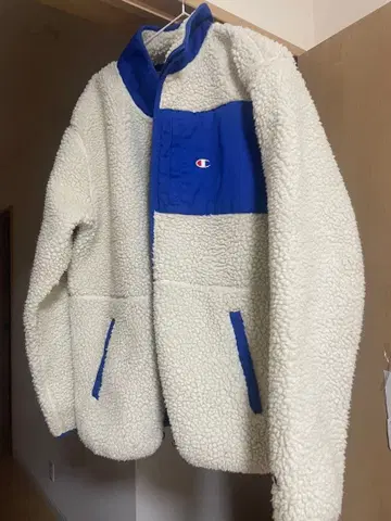 Champion 플리스 자켓 X-LARGE 화이트/블루