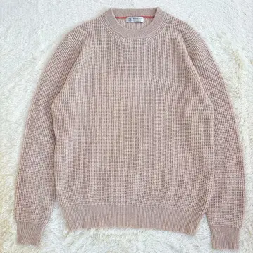 컨디션 최상 브루넬로쿠치넬리 캐시미어 100% 니트 크루넥 와플 편직