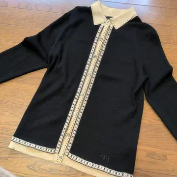 DAKS 니트 가디건 사이즈 40 블랙/베이지