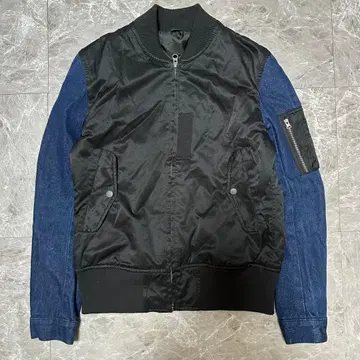 MA-1 스타일 자켓 소매 데님 블랙 g5