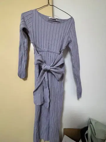 로얄 파티 리본 포함 니트 원피스