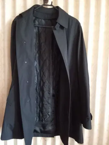 블랙 스텐카라 코트 퀼팅 라이너 포함