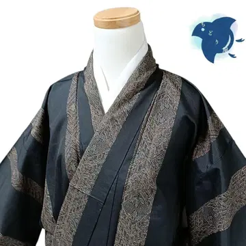 C29 치도리야 기모노 코몬 워셔블 기모노 화학 섬유 스트라이프 블랙