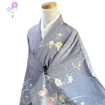 다섯 12 기모노 호몬기 보라색 꽃무늬